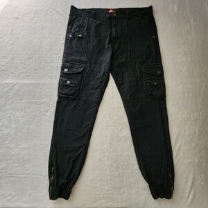 Lee Cooper Cargo Jogger Pants Mens 36 x L29 Black Zipper Hem Gorpcore Utility